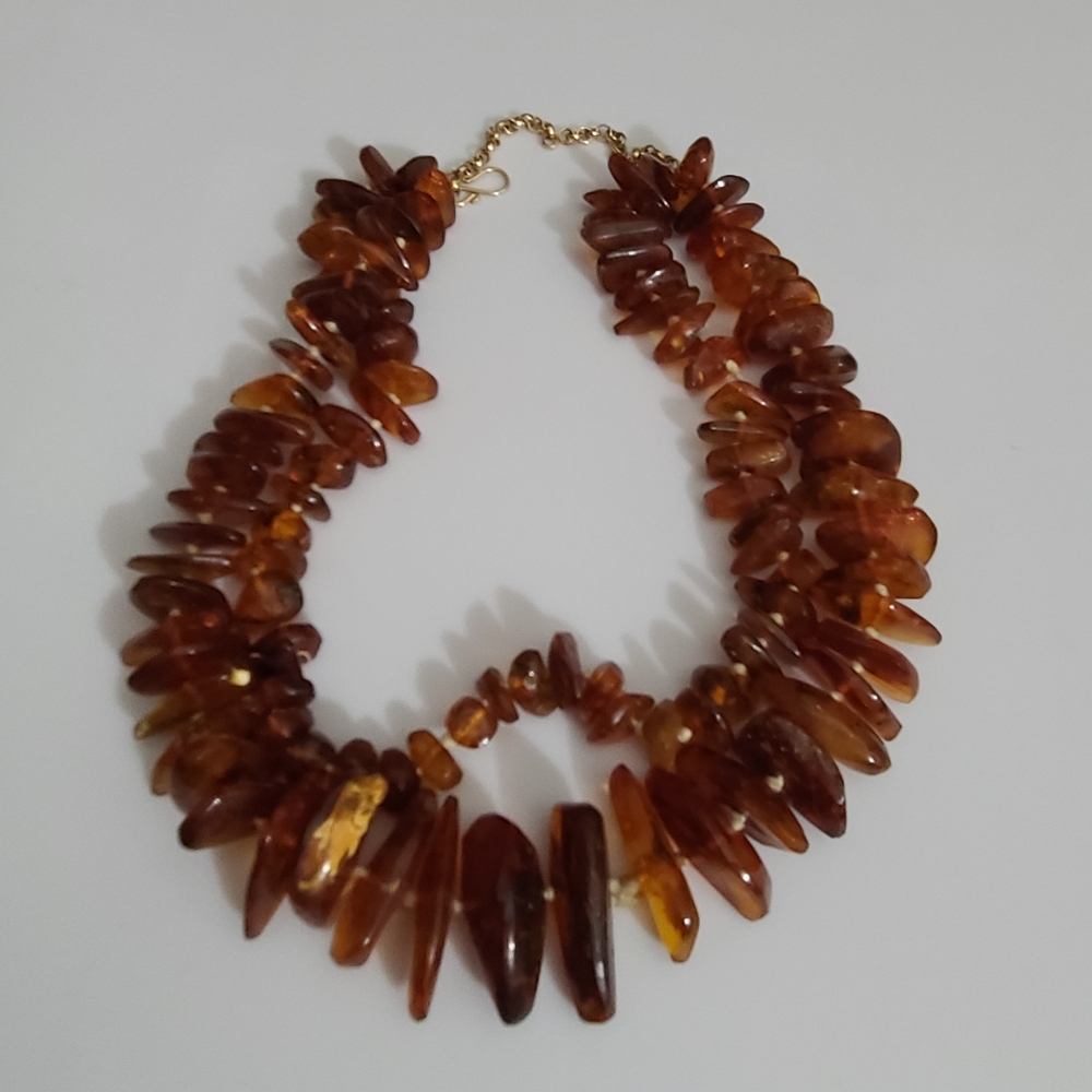 Vintage AMBER necklace Double Strand Chunky Estate 19.5" Baltic Honey - Picture 5 of 9